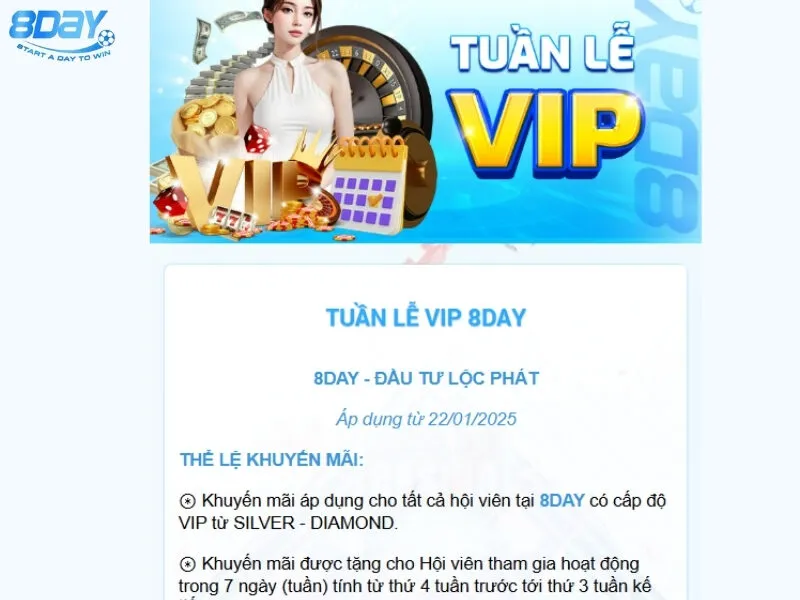 Điều kiện nhận thưởng Khuyến mãi tuần lễ VIP
