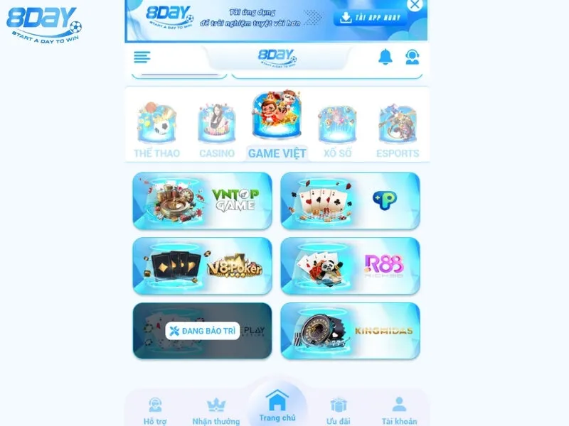 Tổng quan chung về sảnh cược game bài 8day